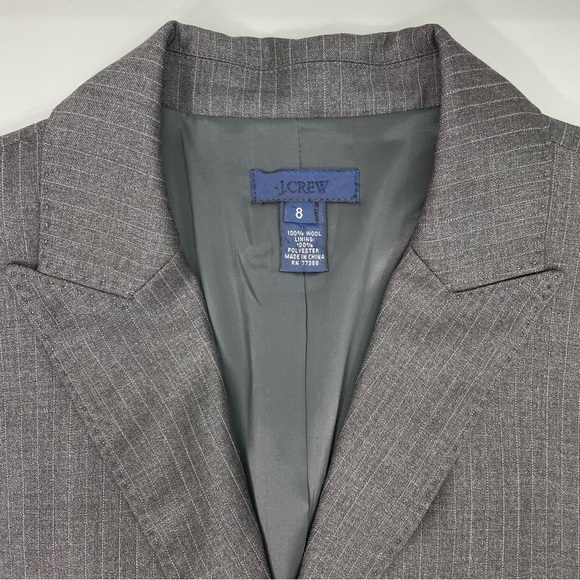 J Crew Blazer Jacket Coat 2 Button Gray Wool Super 120’s Pin Striped Womens 8 - Picture 5 of 10